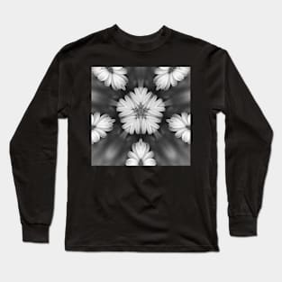 Unique kaleidoscope of Daisy Bouquet in Black and White Long Sleeve T-Shirt